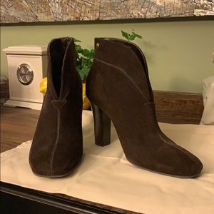 Franco Sarto Brown Suede Ankle Bootie